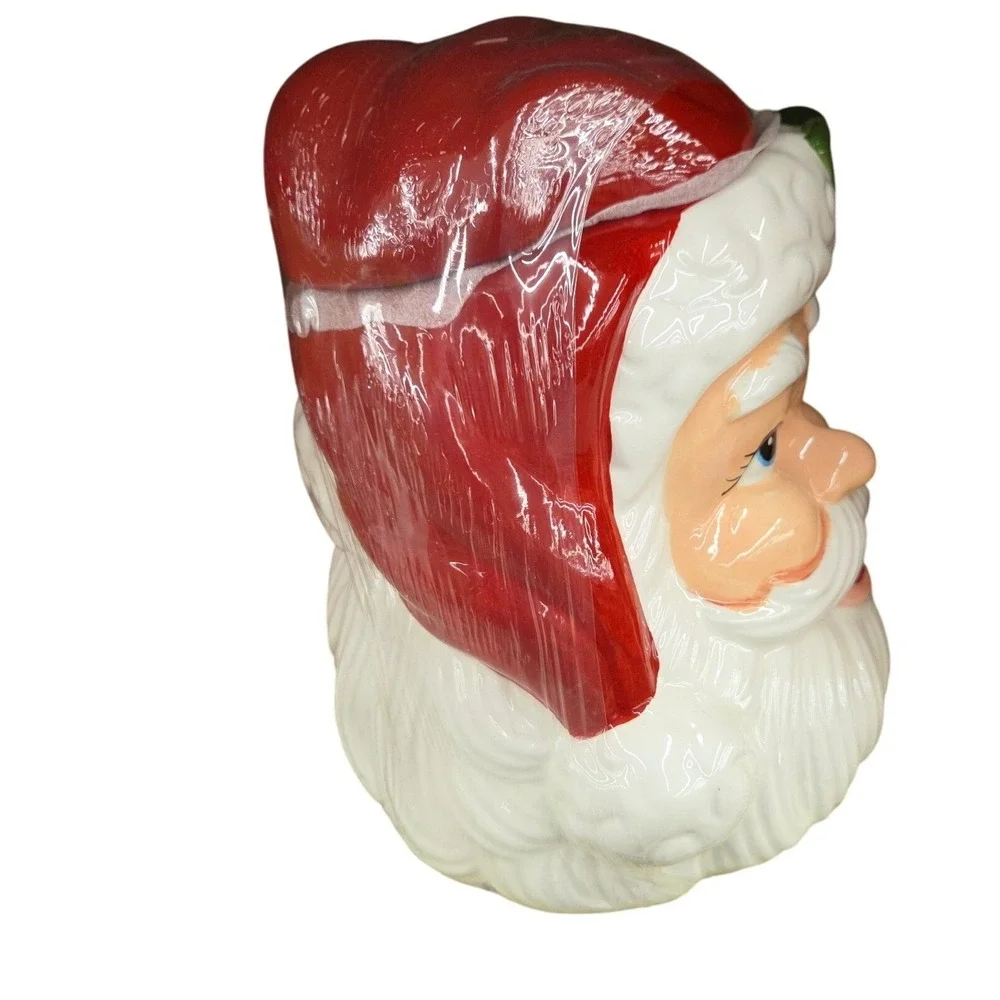 Vintage Style Ceramic Santa Cookie Jar Christmas Holiday Decoration‎